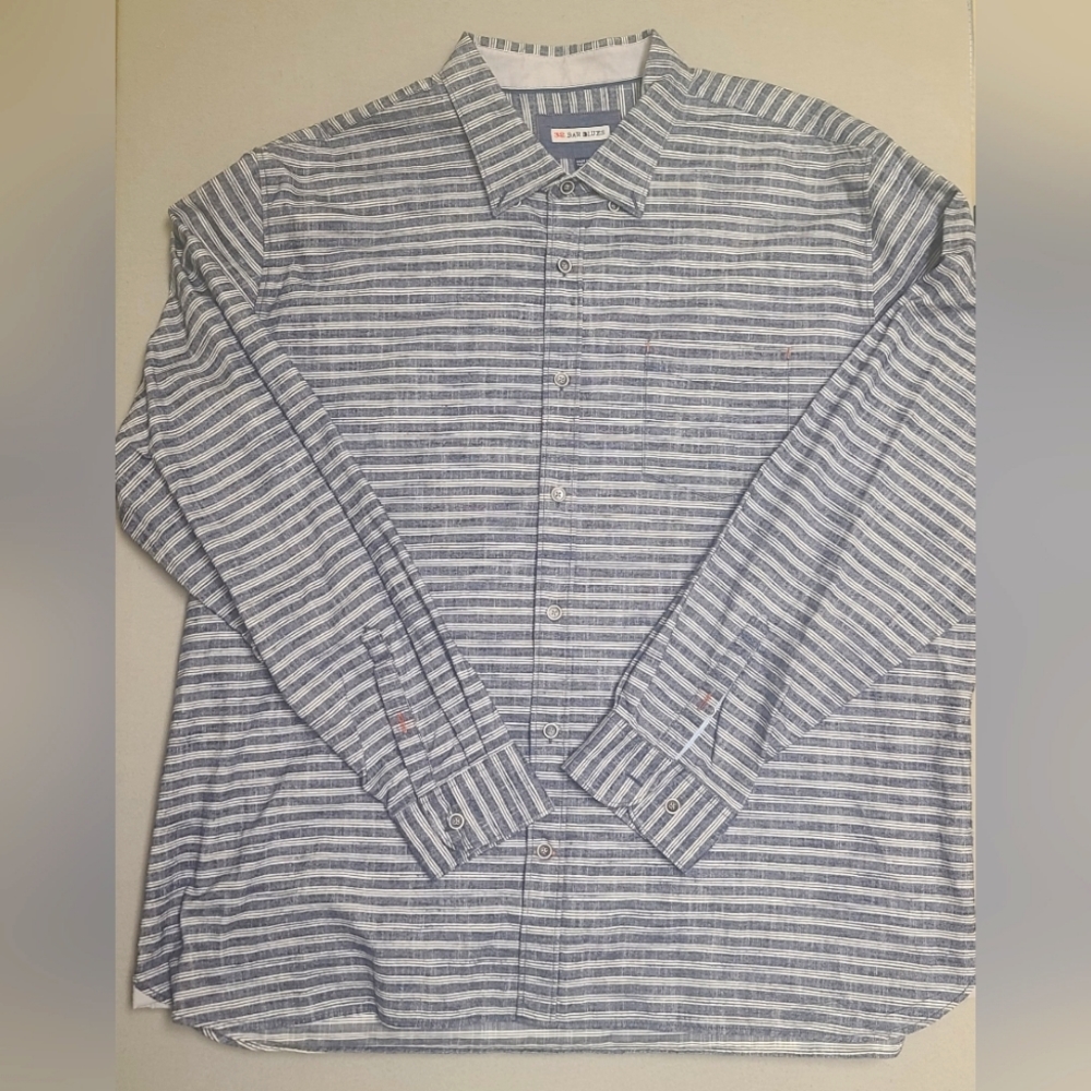 32 Bar Blues Men's Shirt Size 3XL Blue Striped Button Down